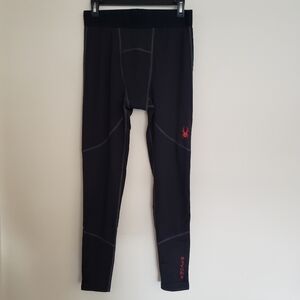 Spyder Active Mens Black Legging Tights Base Layer Banded Pro Web New Medium